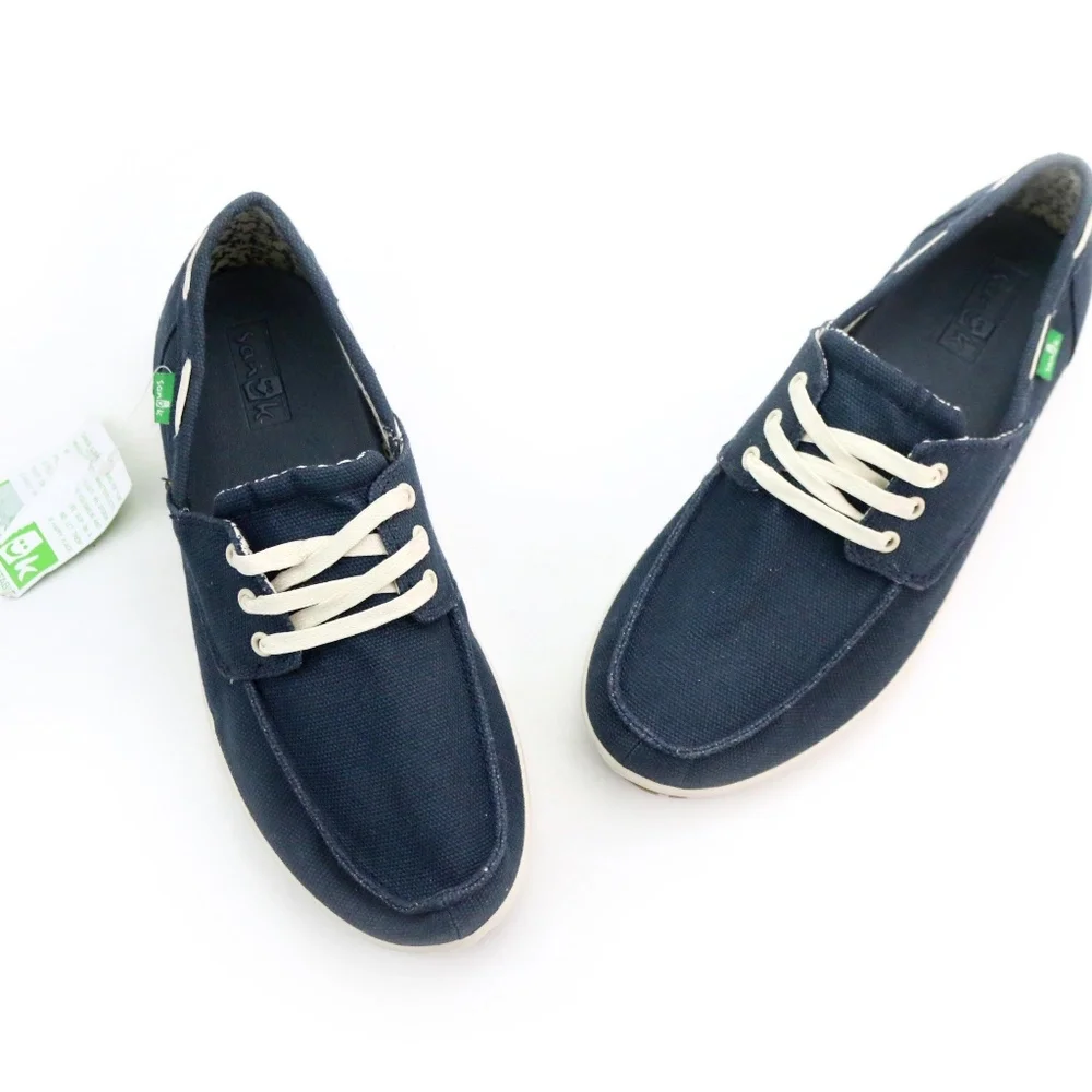 Sanuk Casa Barco Navy Blue Boat Shoes NEW!